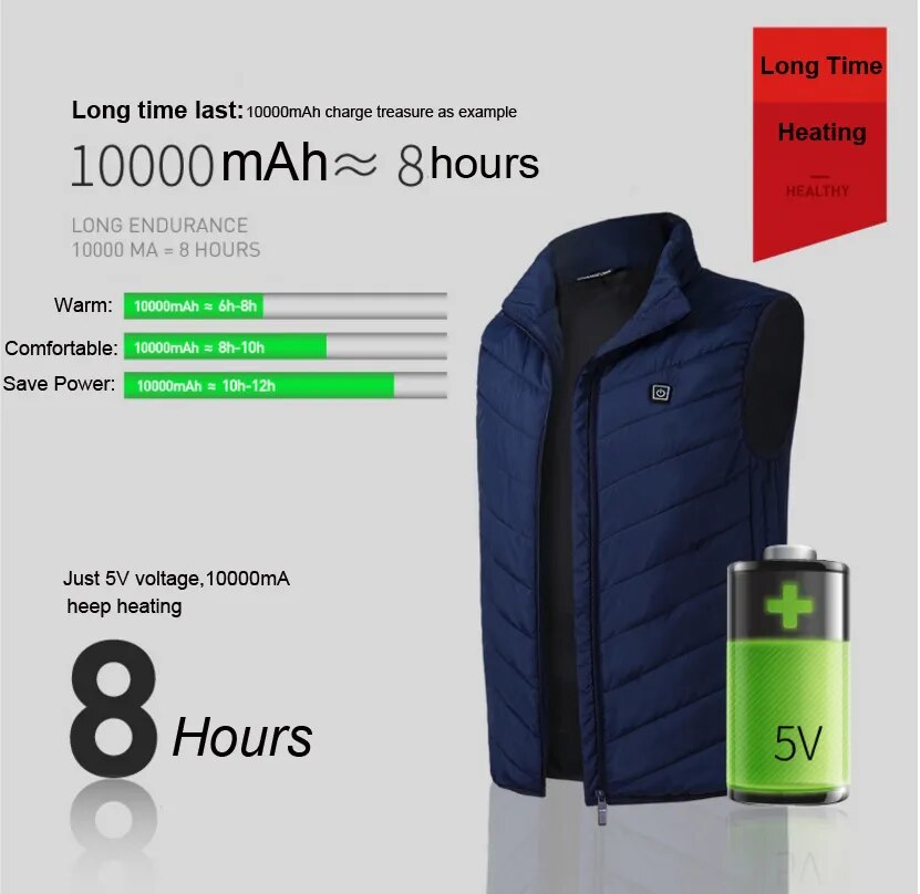 HeatFlex Vest: Winter-Ready USB Infrared Warmer